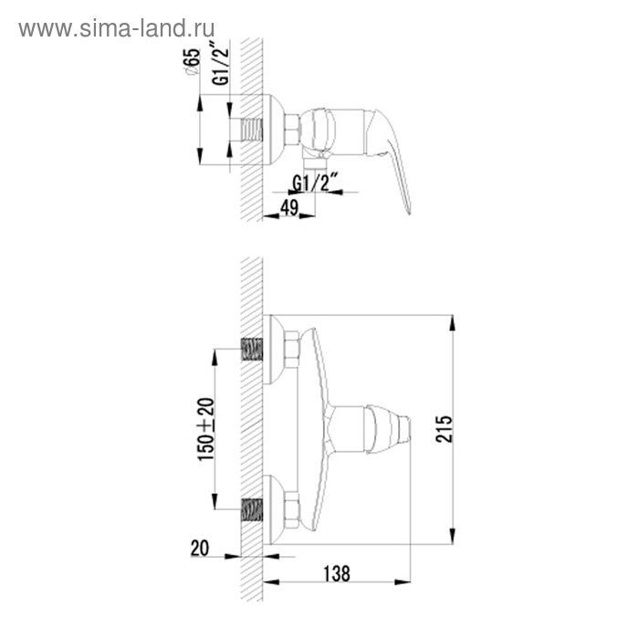 

Смеситель для душа Lemark Plus Advance LM1203C