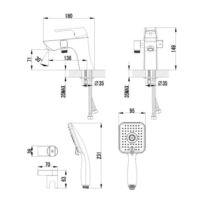 Смеситель на борт ванны Lemark Unit LM4515C