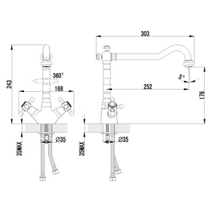 Смеситель для кухни Lemark Vintage LM2805B