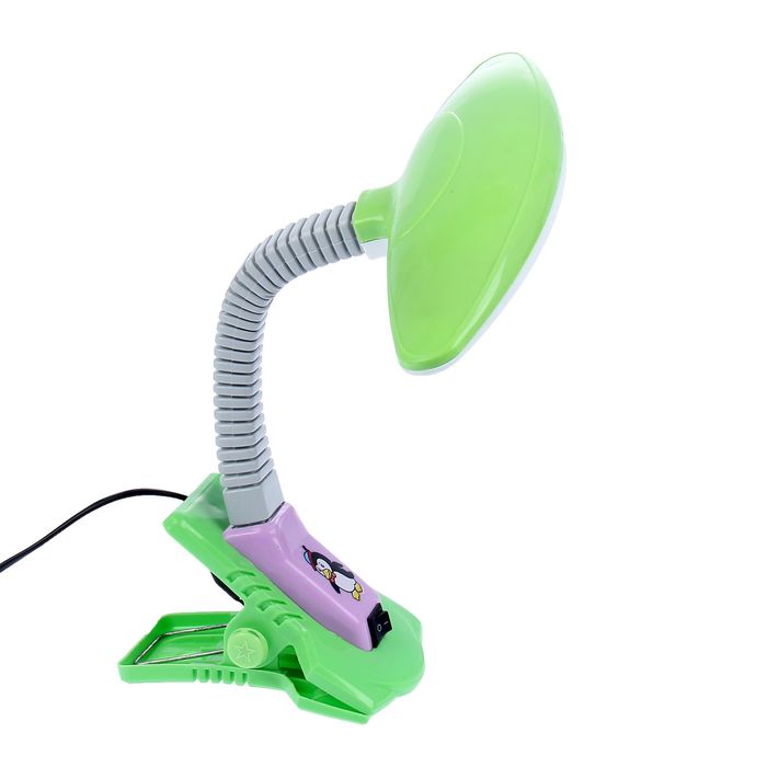 Лампа настольная на прищепке "Пингвин" зелёная, 11 диодов