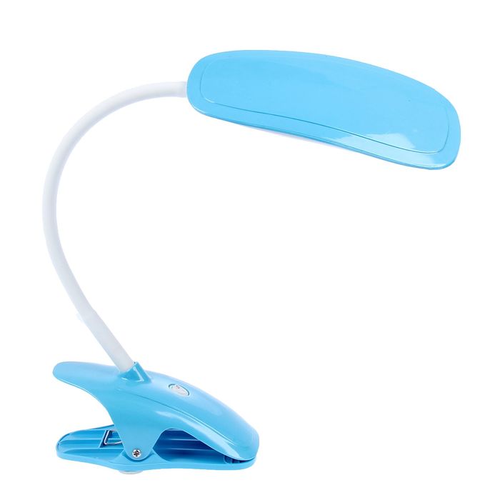 Лампа настольная на прищепке "Плутон" голубая, 9 диодов