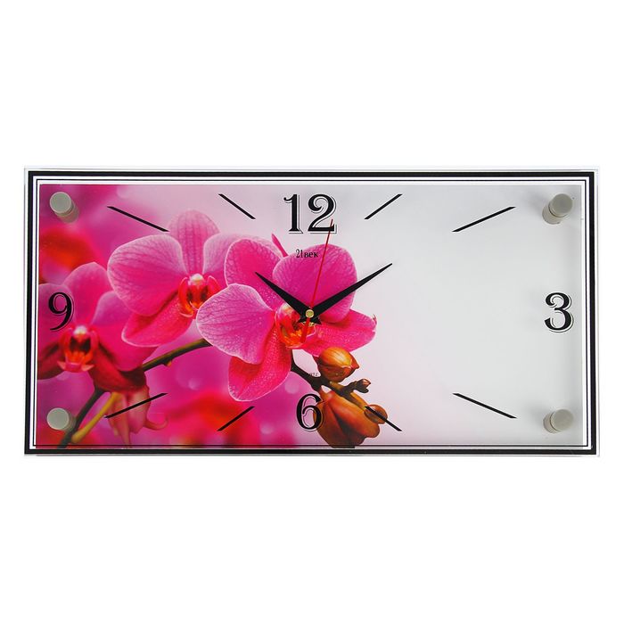 Часы настенные прямоугольные "Ветка орхидеи", 19х39 см