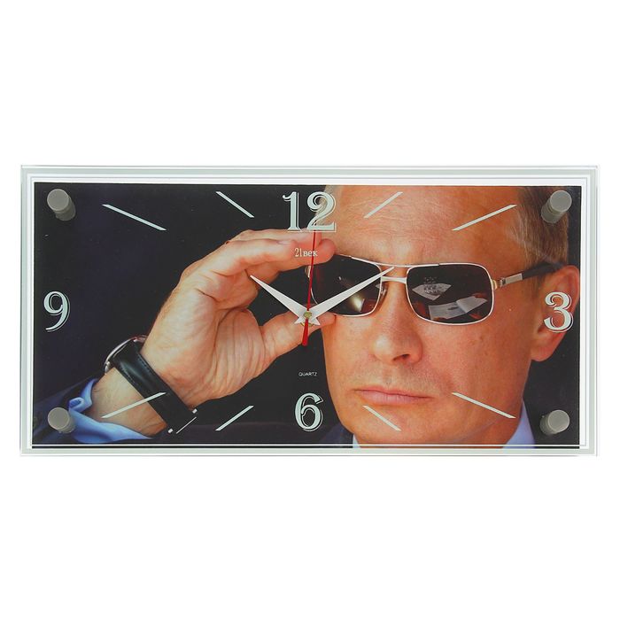 Часы настенные прямоугольные "Путин В.В. В очках", 19х39 см