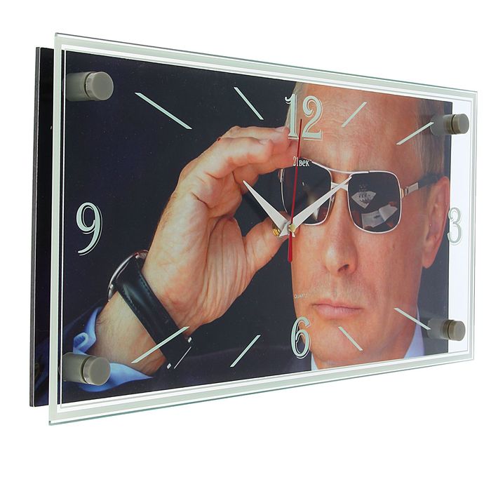 Часы настенные прямоугольные "Путин В.В. В очках", 19х39 см