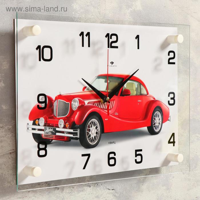 фото Часы-картина настенные, серия: транспорт, "винтаж", 25х35 см рубин