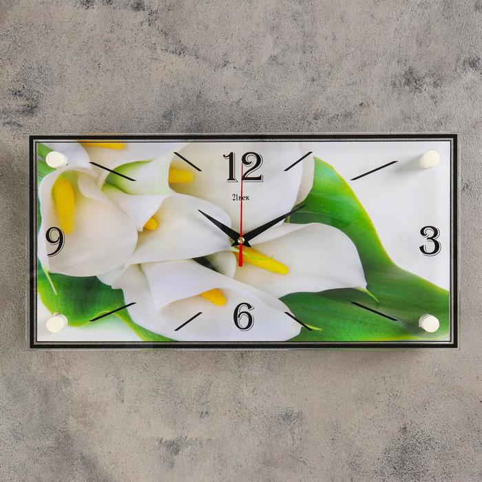Часы настенные прямоугольные "Белые каллы", 19х39 см