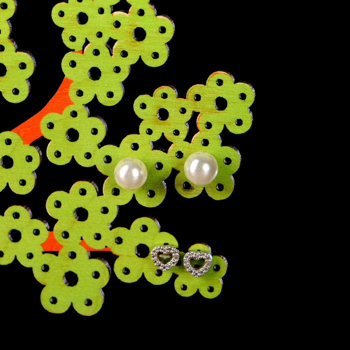 Подставка для бижутерии «Дерево с цветами», зелёное, 15х16 см