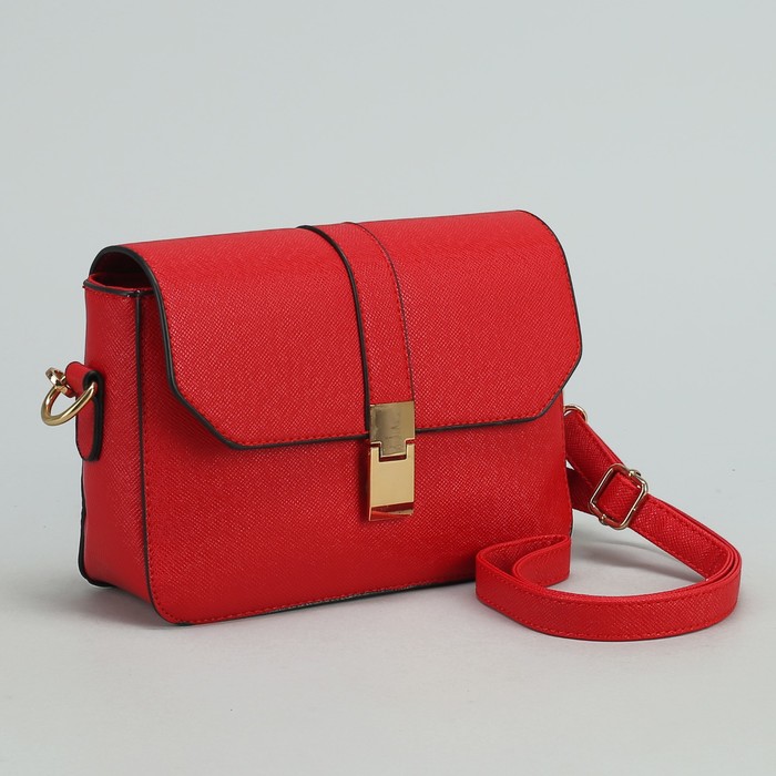 Сумка женская на молнии, 1 отдел, регулируемый ремень, красная