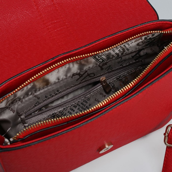 Сумка женская на молнии, 1 отдел, регулируемый ремень, красная