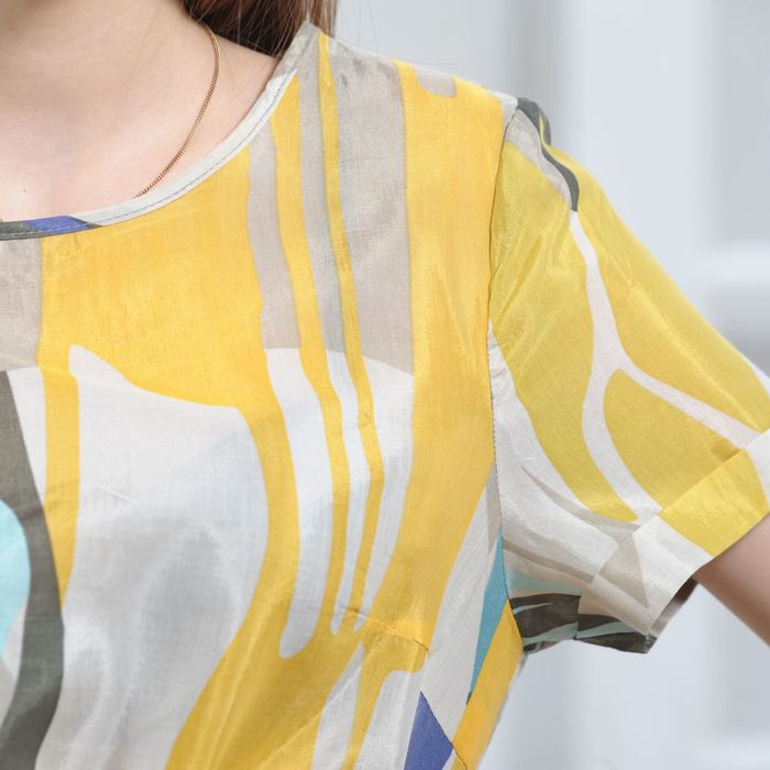 Туника женская 4946 С+, размер 52, рост 164см, цвет лимон/серый