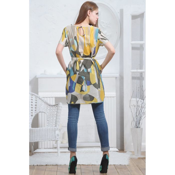 Туника женская 4946 С+, размер 52, рост 164см, цвет лимон/серый