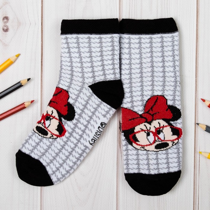 Носки детские "Любимая дочка", Минни Маус, 16-18 см, 4-6 лет, 80% хлопок, 17% полиамид, 3% эластан