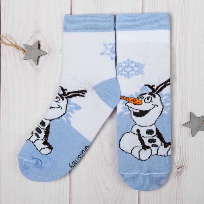 Носки детские "Олаф. Снег", Холодное сердце, 22-24 см, 12-14 лет, 80% хлопок, 17% полиамид, 3% эластан