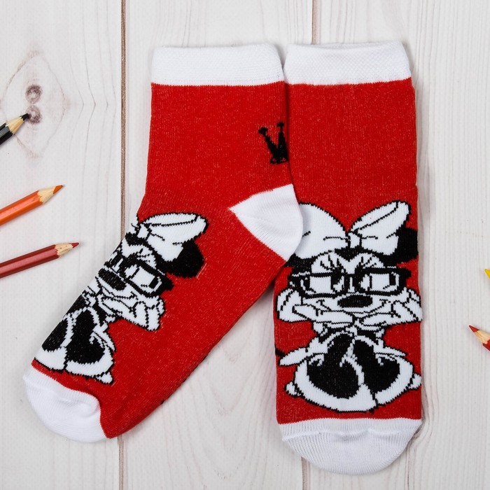 Носки детские "Кокетка", Минни Маус, 16-18 см, 4-6 лет, 80% хлопок, 17% полиамид, 3% эластан