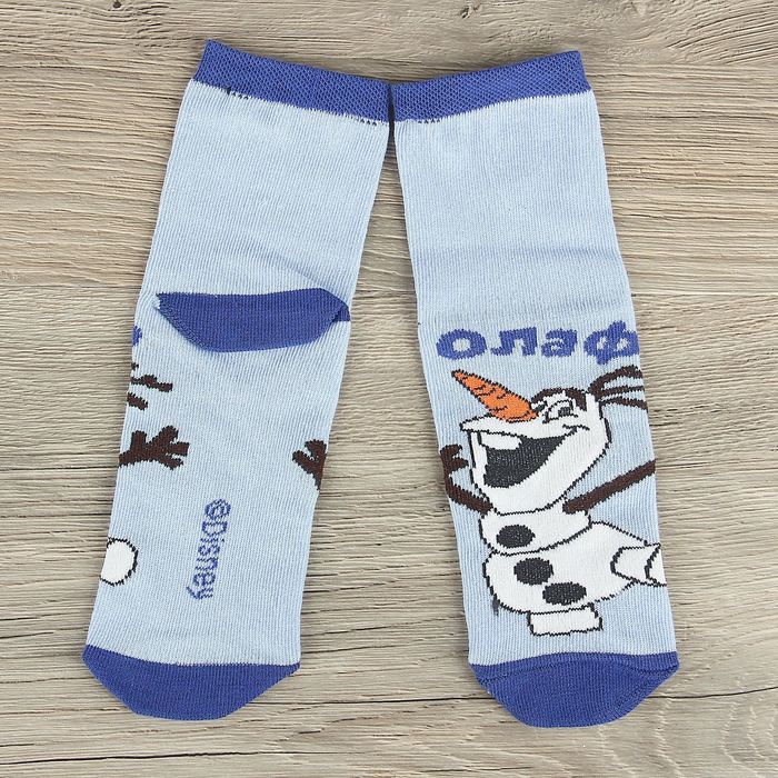 Носки детские "Олаф. Синий", Холодное сердце, 20-22 см, 10-12 лет, 80% хлопок, 17% полиамид, 3% эластан