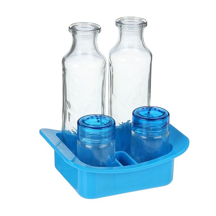 Набор для специй на подставке "Венеция", 4 предмета, голубой УЦЕНКА