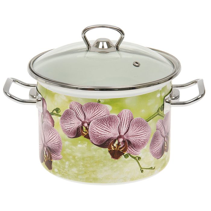 Кастрюля 3 л "Орхидея", со стеклянной крышкой