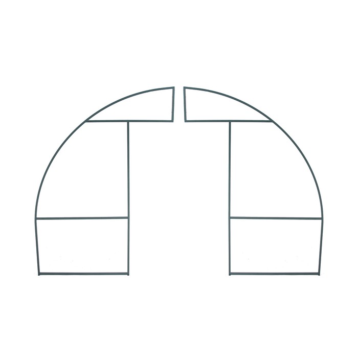Каркас теплицы, 6 × 3 × 2 м, шаг 1 м, профиль 20 × 20 мм, толщина металла 1 мм, без поликарбоната, половинчатые арки