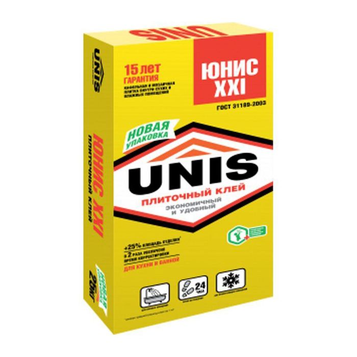 Клей для плитки "Юнис XXI", 25 кг