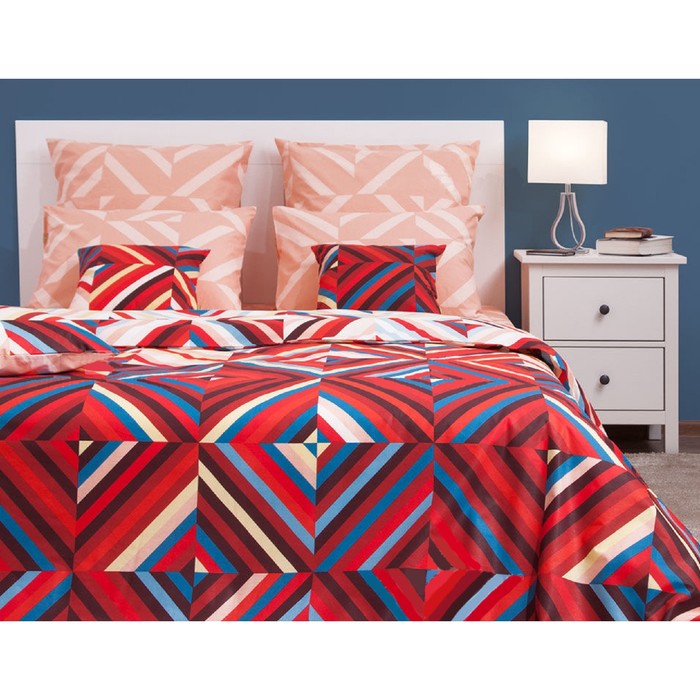 Постельное бельё "Брайтон рэд/1" дуэт, размер 220х240, 140х205-2шт., 50х70-2шт., 142 г/м2