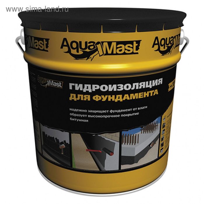 Мастика битумная AquaMast для фундамента, 18кг мастика aquamast битумная для фундамента 18 кг
