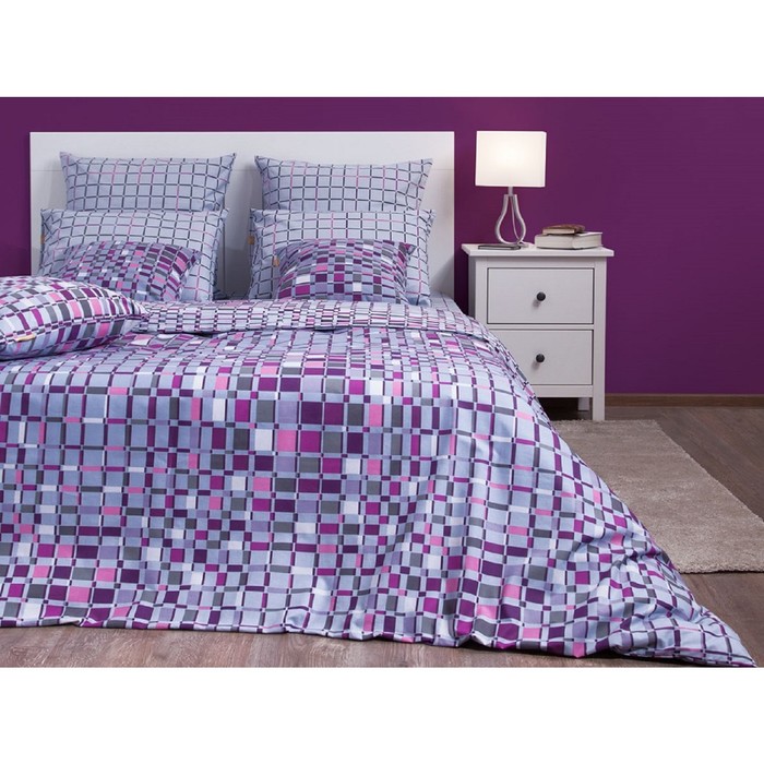 Постельное бельё "Оксфорд виола/1" евро, размер 220х240, 200х220, 70х70-2шт., 50х70-2 шт, 142 г/м2