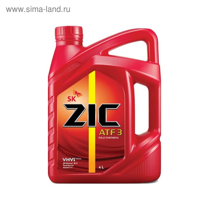 Масло трансмиссионное ZIC ATF 3, 4 л zic трансмиссионное масло zic atf multi atf 1 л