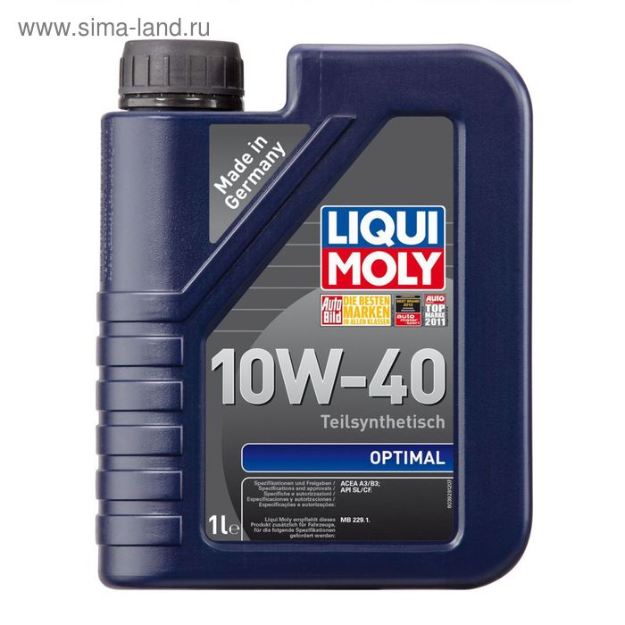 Масло моторное Liqui Moly Optimal 10W-40, 1 л моторное масло liqui moly для водной техники marine 4t motor oil 10w 30 1 л