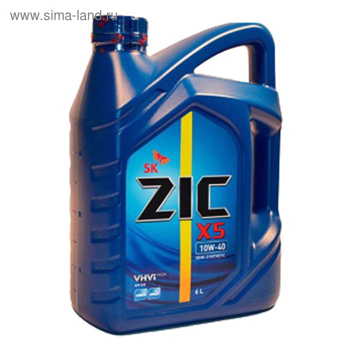 Масло моторное ZIC X5 10W-40, 6 л моторное масло zic x5000 15w 40 200 л