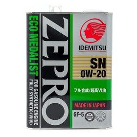 

Масло моторное Idemitsu Zepro Eco Medalist 0W-20 SN/GF-5, 4 л