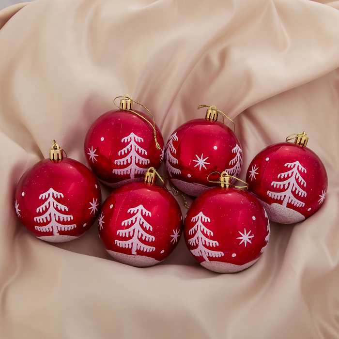 Новогодние шары "Жемчужные ёлочки" (набор 6 шт.)