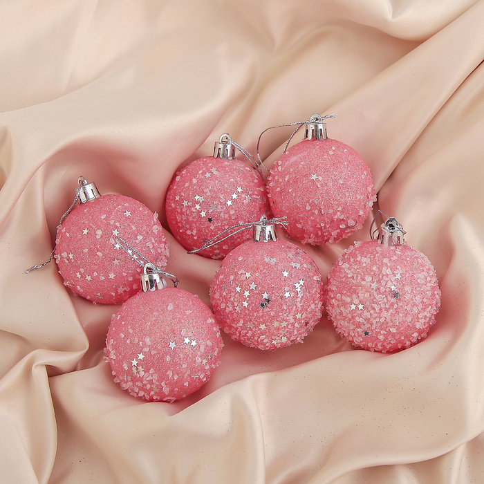 Новогодние шары "Розовый калейдоскоп" (набор 6 шт.)