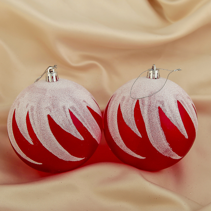 Новогодние шары "Красный иней" (набор 2 шт.)