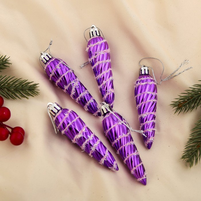 Ёлочные игрушки "Сосульки со снежком" (набор 5 шт.)