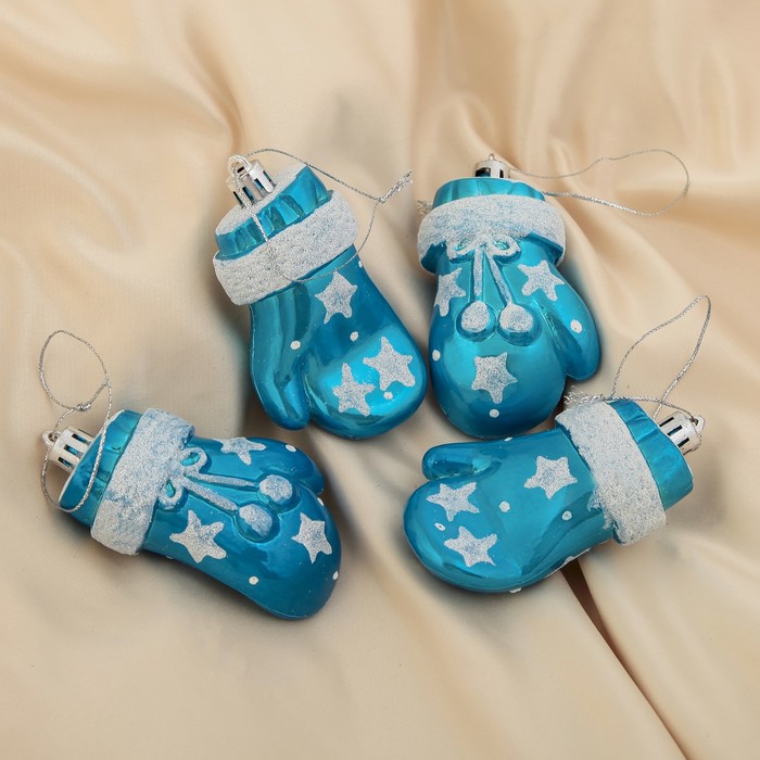 Ёлочные игрушки "Голубые варежки" (набор 4 шт.)