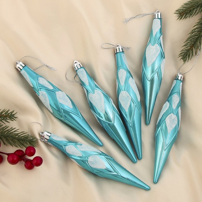 Ёлочные игрушки "Бирюзовые сосульки" (набор 6 шт.)