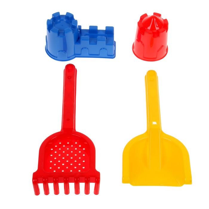 Песочный Набор №568: Лопатка №30, грабельки №30, формочки (замок мост + замок башня)