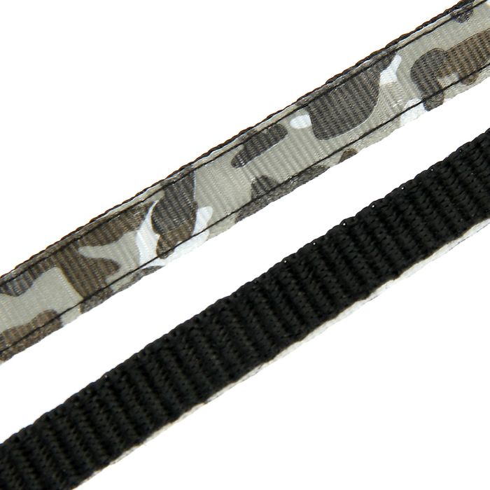 Комплект "Милитари", ширина 1 см, поводок 120 см, шлейка 26-41 см, серо-черный