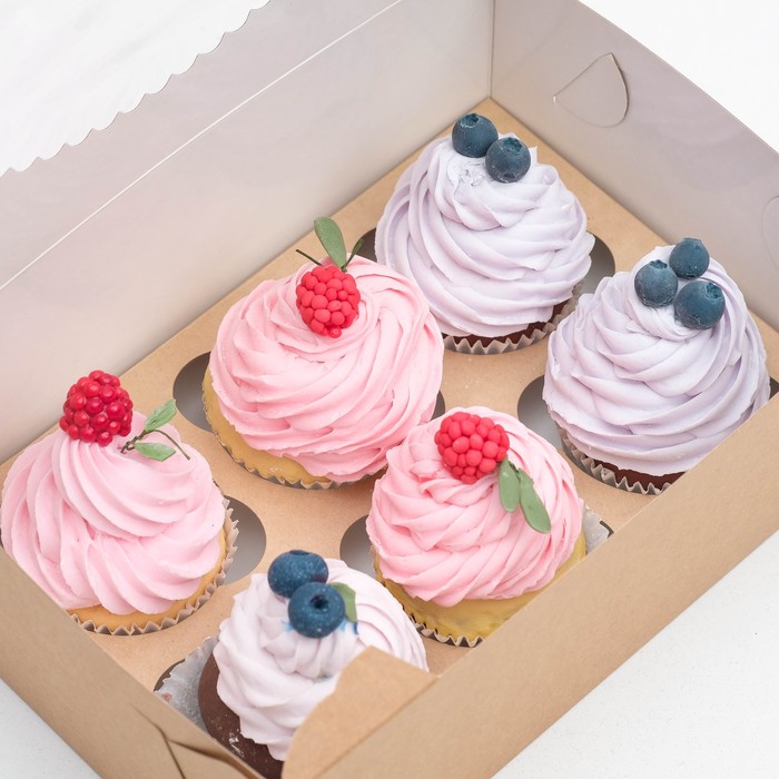 Упаковка для маффинов 25 х 17 х 10 см, на 6 шт