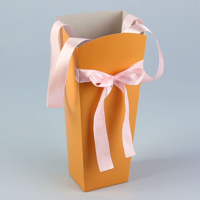 Пакет для цветов оранжевый, 24 х 12 х 10 см