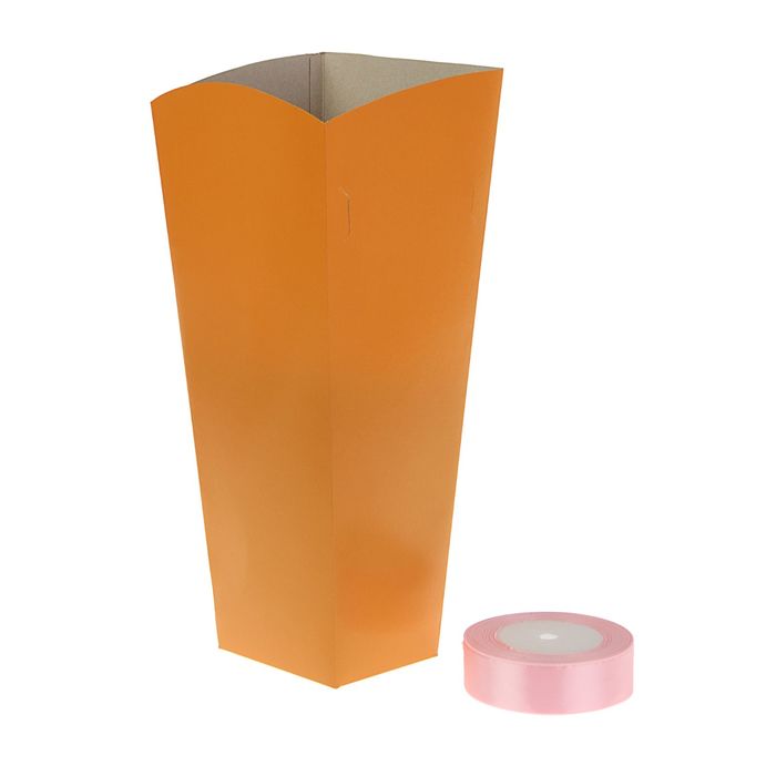 Пакет для цветов оранжевый, 24 х 12 х 10 см