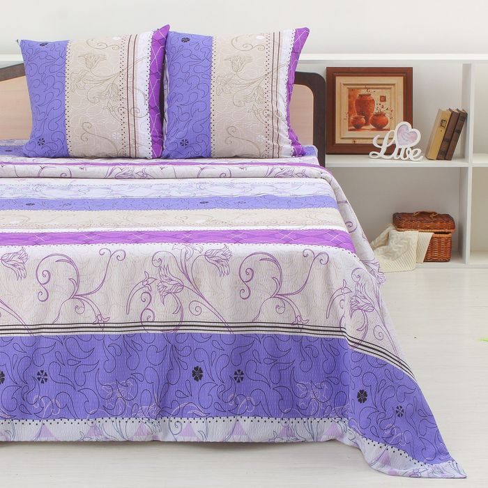 Постельное бельё "Этель" 1,5 сп., Валенсия размер 143х204 см, 150х210 см, 70х70 см - 2 шт., 100% хлопок, креп 125 г/м2