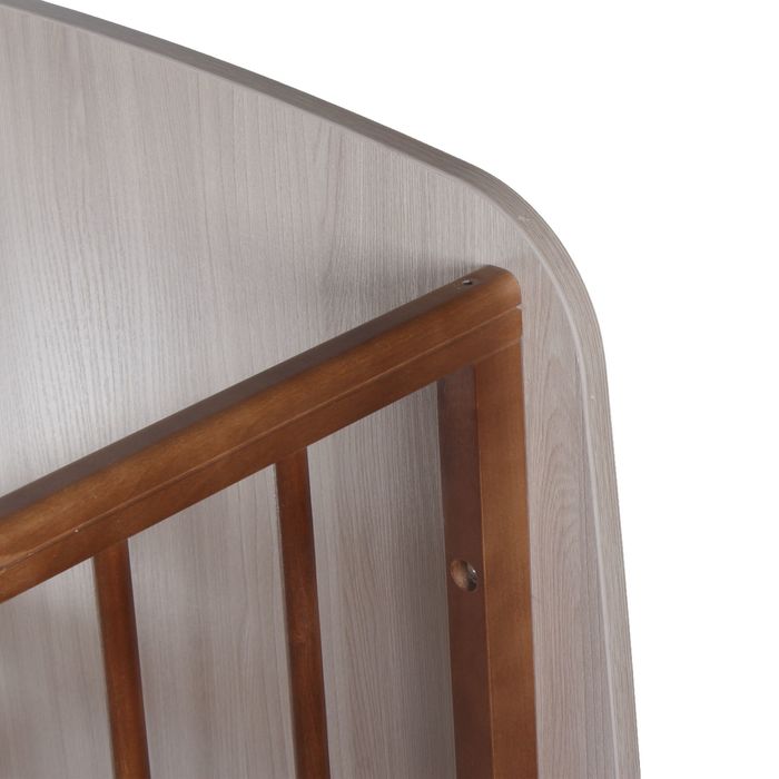 Детская кроватка «Сашенька» с ящиком, цвет ясень шимо светлый/орех