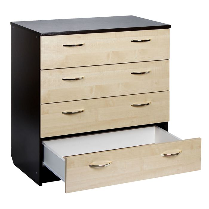 Комод детский, 4 выдвижных ящика, цвет венге/клён