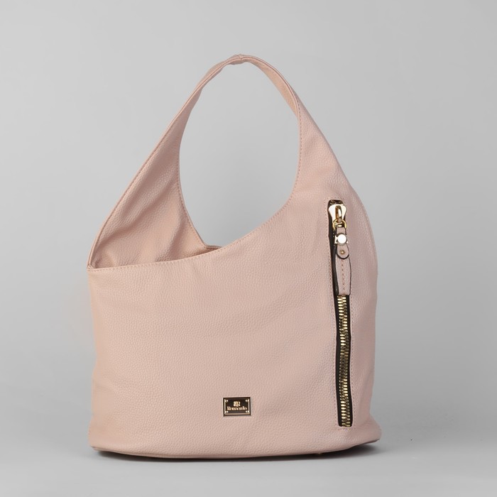 Сумка женская на молнии, 1 отдел с перегородкой, 1 наружный карман, бежевая