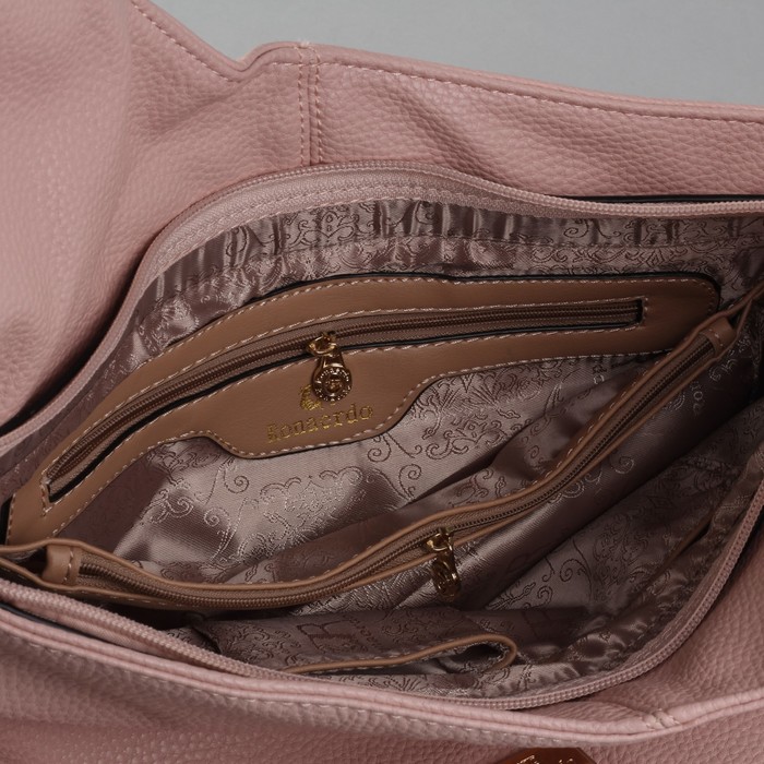 Сумка женская на молнии, 1 отдел с перегородкой, 1 наружный карман, бежевая