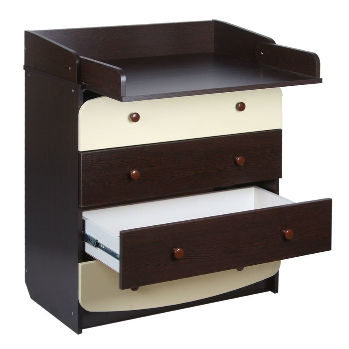 Комод детский пеленальный, 4 выдвижных ящика, цвет венге/ваниль