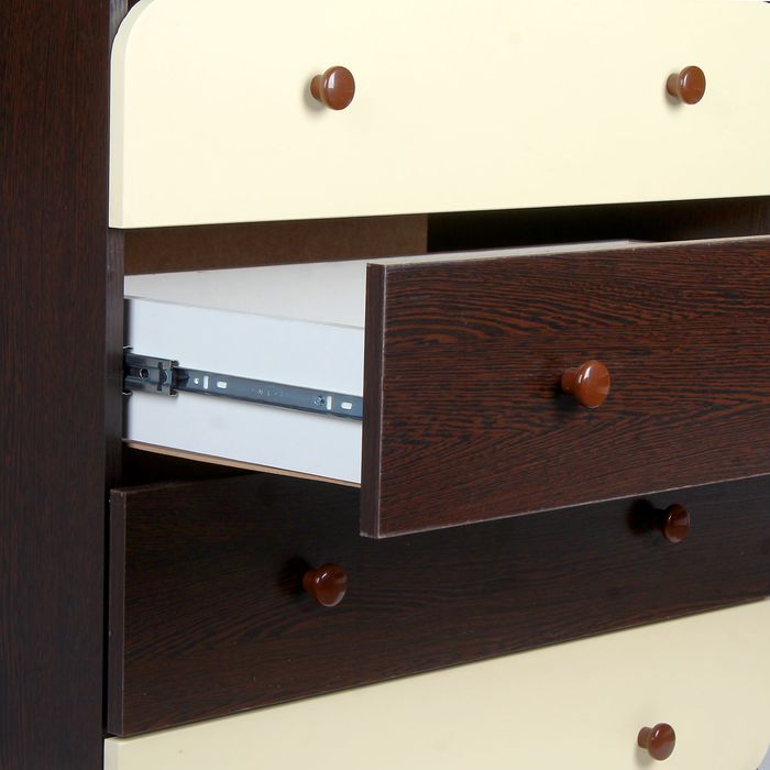 Комод детский пеленальный, 4 выдвижных ящика, цвет венге/ваниль