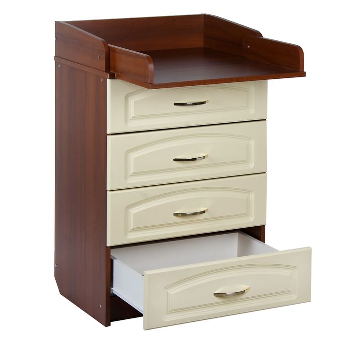 Комод детский пеленальный, 4 выдвижных ящика, цвет орех/ваниль