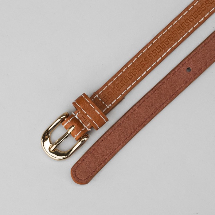 Ремень женский, пряжка под золото, ширина - 1,5см, цвет рыжий